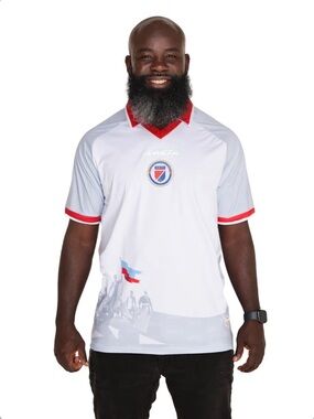 White & Red Haïti  Men's Short Sleeve Jersey